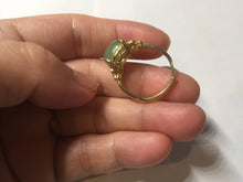 Load image into Gallery viewer, 100% Natural light green gray nephrite cabochon Jade ring (adjustable size) HE113
