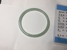 Load image into Gallery viewer, 57mm Certified Type A 100% Natural icy watery white/light green flat slim Jadeite Jade bangle BG222-8572
