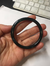 Load image into Gallery viewer, 51.9mm certified Type A 100% Natural dark green/black/gray Guatemala slim round cut Jadeite bangle PH181-2446
