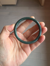 Load image into Gallery viewer, 55.3mm Certified Type A 100% Natural dark green/blue/gray Guatemala slim round cut Jadeite bangle PH145-4305
