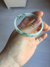 Load image into Gallery viewer, 51mm Certified Type A 100% Natural icy watery light green with green floating flowers thin Jadeite Jade bangle PJ56-1886

