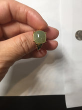 Load image into Gallery viewer, 100% Natural light green gray nephrite cabochon Jade ring (adjustable size) HE113
