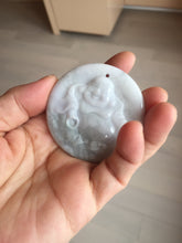 Load image into Gallery viewer, 100% Natural type A white light purple happy buddha jadeite Jade pendant AA27
