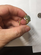 Load image into Gallery viewer, 100% Natural light green gray nephrite cabochon Jade ring (adjustable size) HE113
