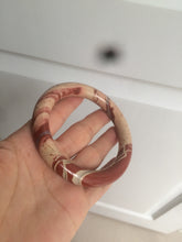 Load image into Gallery viewer, 61mm 100% natural red/pink/ round cut red jasper stone bangle CB73
