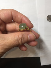 Load image into Gallery viewer, 100% Natural light green gray nephrite cabochon Jade ring (adjustable size) HE113
