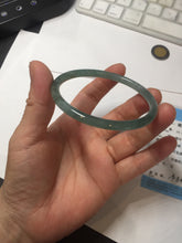 Load image into Gallery viewer, 56.5mm Certified Type A 100% Natural icy watery spring-water green/blue/gray Guatemala slim round cut Jadeite bangle PA105-5541
