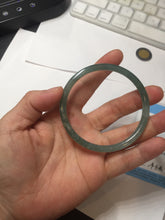Load image into Gallery viewer, 56.5mm Certified Type A 100% Natural icy watery spring-water green/blue/gray Guatemala slim round cut Jadeite bangle PA105-5541
