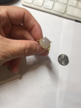 Load image into Gallery viewer, 100% Natural pale pink(藕粉) light gray nephrite cabochon Jade ring (adjustable size) HE114
