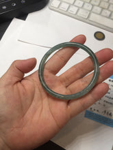 Load image into Gallery viewer, 56.5mm Certified Type A 100% Natural icy watery spring-water green/blue/gray Guatemala slim round cut Jadeite bangle PA105-5541
