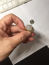Load image into Gallery viewer, 100% Natural pale pink(藕粉) light gray nephrite cabochon Jade ring (adjustable size) HE114
