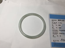 Load image into Gallery viewer, 58.5mm Certified Type A 100% Natural icy watery white/light green flat slim Jadeite Jade bangle BG223-8575
