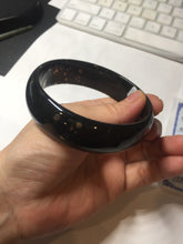 Load image into Gallery viewer, 63.9mm 100% Natural dark green/black meteorite Stellar Night sky nephrite bangle HT121-1020
