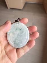 Load image into Gallery viewer, Type A 100% Natural light green/white carved plum blossoms and sika deer (Flowers all the way, 一路繁花)jadeite Jade Pendant  AA26
