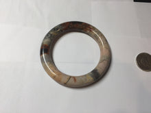 Load image into Gallery viewer, 53.2mm 100% natural pink/black/brown/yellow/black chubby round cut rose stone (Rhodonite) bangle SY129
