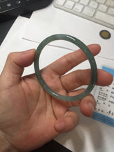 Load image into Gallery viewer, 56.5mm Certified Type A 100% Natural icy watery spring-water green/blue/gray Guatemala slim round cut Jadeite bangle PA105-5541
