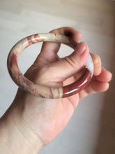 Load image into Gallery viewer, 61mm 100% natural red/pink/gray round cut red jasper stone bangle CB74
