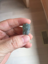 Load image into Gallery viewer, Type A 100% Natural dark green blue gray black Guatemala jadeite jade Snowflake Kitty(雪花猫) pendant BS138 Add one item
