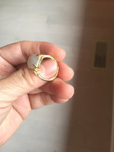 Load image into Gallery viewer, 100% Natural pale pink(藕粉) light gray nephrite cabochon Jade ring (adjustable size) HE114
