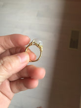 Load image into Gallery viewer, 100% Natural pale pink(藕粉) light gray nephrite cabochon Jade ring (adjustable size) HE114
