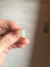Load image into Gallery viewer, 100% Natural pale pink(藕粉) light gray nephrite cabochon Jade ring (adjustable size) HE114
