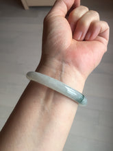 Load image into Gallery viewer, 53.4mm Certified Type A 100% Natural icy watery light green white roung cut jadeite Jade bangle AU51-8147
