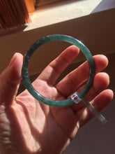 Load image into Gallery viewer, 55mm Certified Type A 100% Natural dark green/blue/gray Guatemala slim round cut Jadeite bangle PD18-4450
