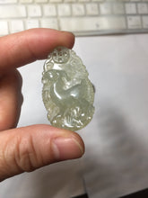 Load image into Gallery viewer, Type A 100% Natural Icy Watery Light Green gray (淡油冰)Jadeite Jade Greatest of All Time Goat Pendant PC229
