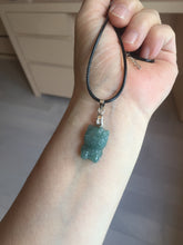Load image into Gallery viewer, Type A 100% Natural dark green blue gray black Guatemala jadeite jade Snowflake Kitty(雪花猫) pendant BS138 Add one item
