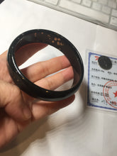 Load image into Gallery viewer, 63.9mm 100% Natural dark green/black meteorite Stellar Night sky nephrite bangle HT121-1020
