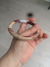 Load image into Gallery viewer, 61mm 100% natural red/pink/gray round cut red jasper stone bangle CB74
