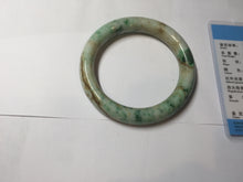 Load image into Gallery viewer, 58mm Certified Type A 100% Natural Sunny Green Brown with Green Floating Flowers Spring on Old Branches (春生旧枝) round cut Jadeite Jade Bangle PC210-6227
