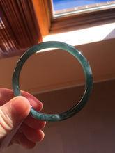 Load image into Gallery viewer, 55.6mm Certified Type A 100% Natural dark green/blue/gray Guatemala slim round cut Jadeite bangle PD20-4453

