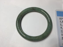 Load image into Gallery viewer, 55.5mm Certified Type A 100% Natural  dark green/gray round cut Jadeite Jade bangle D155-5370
