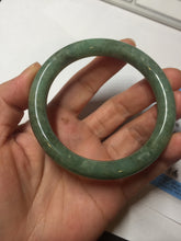 Load image into Gallery viewer, 55.5mm Certified Type A 100% Natural  dark green/gray round cut Jadeite Jade bangle D155-5370
