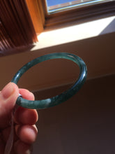 Load image into Gallery viewer, 55.6mm Certified Type A 100% Natural dark green/blue/gray Guatemala slim round cut Jadeite bangle PD20-4453

