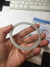 Load image into Gallery viewer, 58.5mm Certified Type A 100% Natural icy watery white/light green flat slim Jadeite Jade bangle BG223-8575
