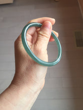 Load image into Gallery viewer, 59.5mm Certified Type A 100% Natural dark green blue gray black slim round cut Guatemala Jadeite bangle GL30-33-4317
