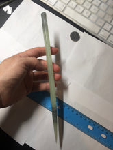 Load image into Gallery viewer, 23cm 100% Natural light green black (绿水墨) Xiu Jade Serpentine square style hairpin AW16
