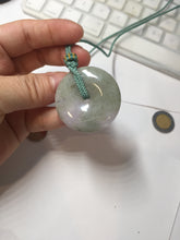 Load image into Gallery viewer, 37mm Type A 100% Natural light green purple Jadeite Jade Safety Guardian Button donuts pendant PA108
