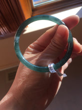 Load image into Gallery viewer, 55.6mm Certified Type A 100% Natural dark green/blue/gray Guatemala slim round cut Jadeite bangle PD20-4453
