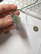 Load image into Gallery viewer, 37mm Type A 100% Natural light green purple Jadeite Jade Safety Guardian Button donuts pendant PA108
