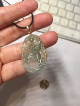 Load image into Gallery viewer, Type A 100% Natural Icy Watery Light Green gray (淡油冰)Jadeite Jade Greatest of All Time Goat Pendant PC230
