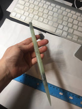 Load image into Gallery viewer, 23cm 100% Natural light green black (绿水墨) Xiu Jade Serpentine square style hairpin AW16
