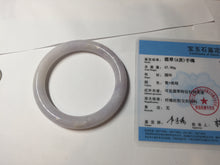 Load image into Gallery viewer, 56mm Certified Type A 100% Natural light purple white round cut Jadeite bangle PA109-6573
