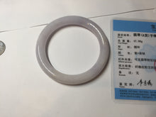 Load image into Gallery viewer, 56mm Certified Type A 100% Natural light purple white round cut Jadeite bangle PA109-6573
