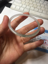 Load image into Gallery viewer, 54.5mm Certified Type A 100% Natural icy watery white/light green/light purple flat slim Jadeite Jade bangle BG224-8576

