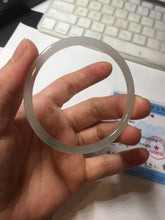 Load image into Gallery viewer, 54.5mm Certified Type A 100% Natural icy watery white/light green/light purple flat slim Jadeite Jade bangle BG224-8576
