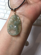 Load image into Gallery viewer, Type A 100% Natural Icy Watery Light Green gray (淡油冰)Jadeite Jade Greatest of All Time Goat Pendant PC230
