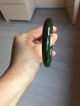 Load image into Gallery viewer, 57.4mm certified 100% Natural dark green/black chubby round cut nephrite bangle HN187-0153
